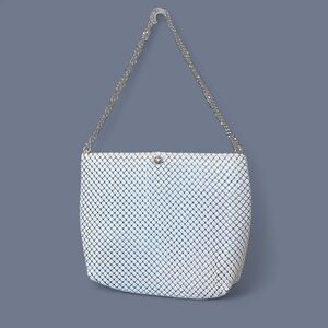 Vintage Whiting And Davis Metal Mesh Purse Handbag Chain Strap White
